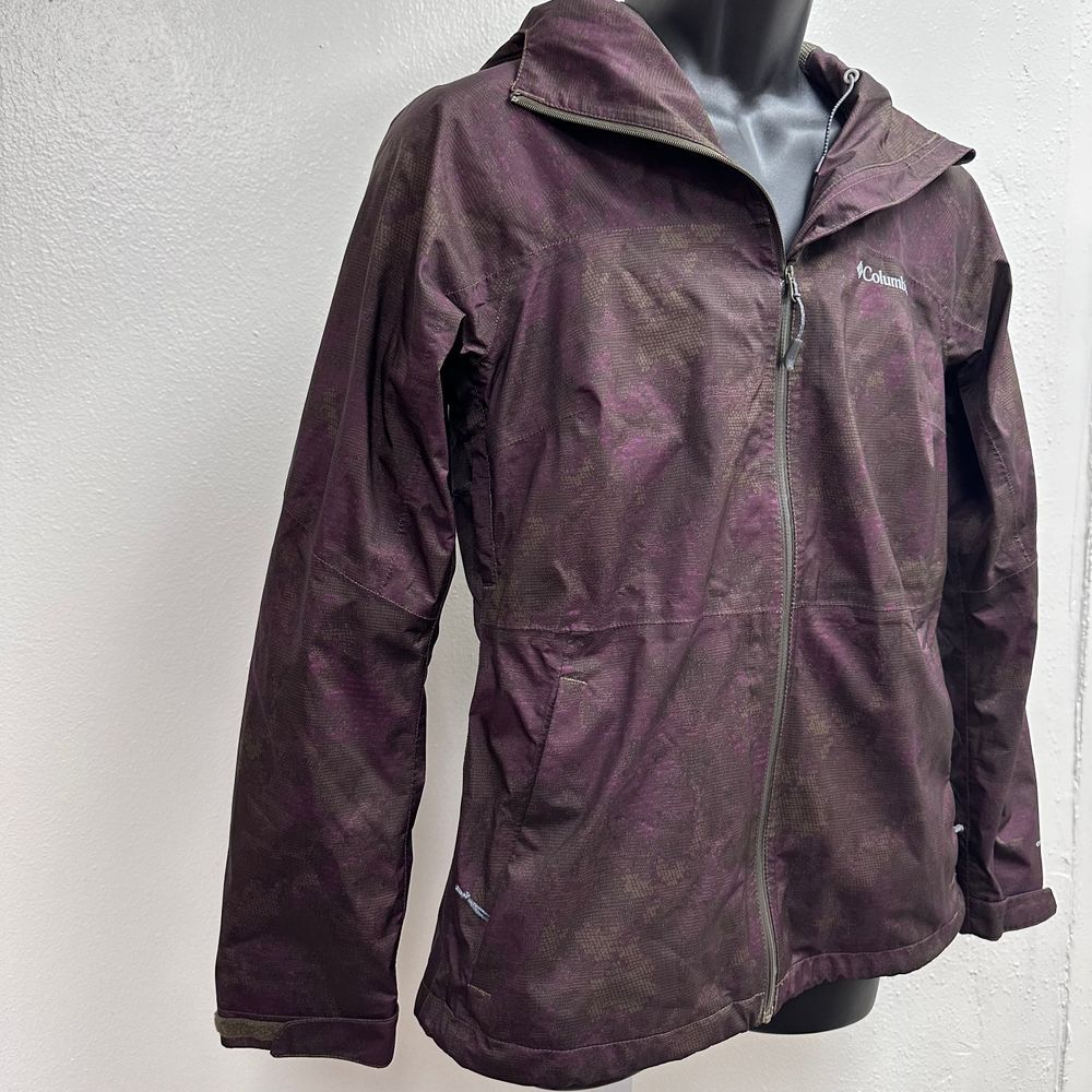 Columbia Woman Waterproof Lightweight Hoody Burgundy Omni Tech Jacket Size Small - Picture 2 of 15